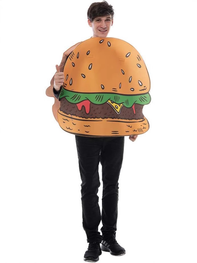 Factory in stock composite sponge play suit school activities sports party hamburger bar carnival atmosphere suit