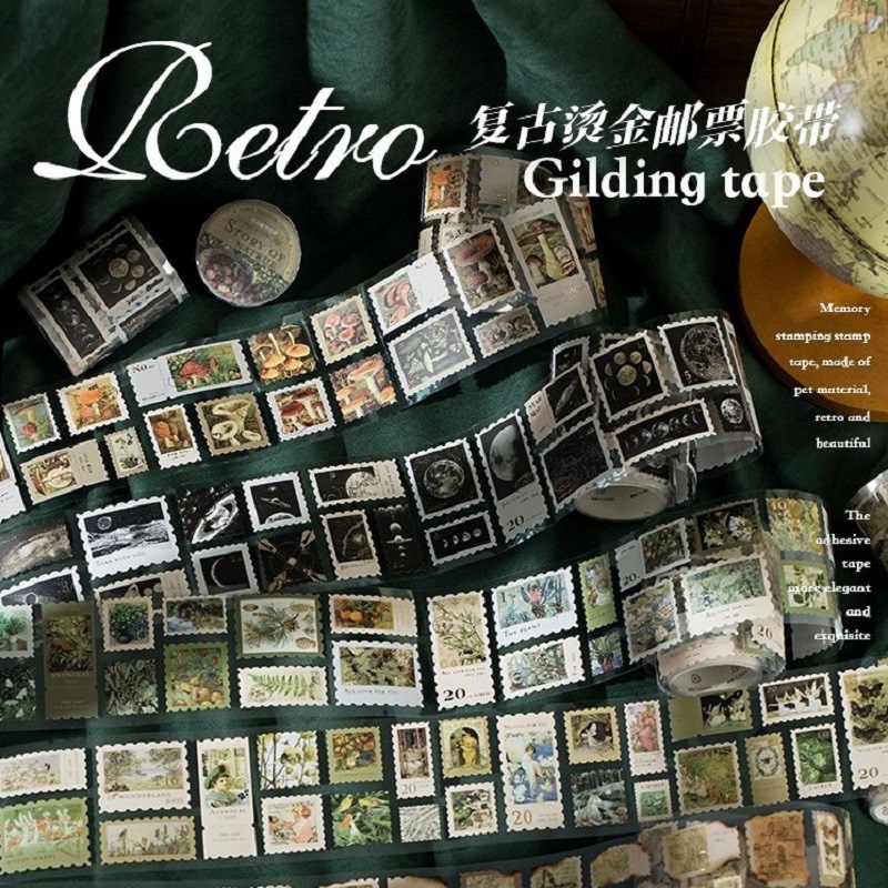 Retro Gold Stamp Tape Kidsren's Ledger Material Decoration Girl's Handmade DIY Postcard Sealing Sticker