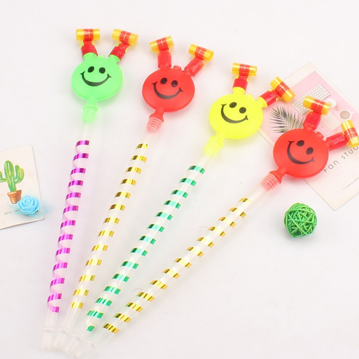 Large smiley face blowing dragon whistle blowing roll children's toys smiley face blowing dragon clown blowing dragon stall toys wholesale