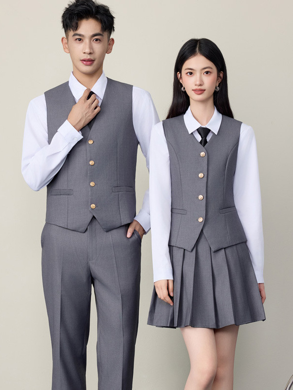 Gray Vest Dress Women's Formal Wear 2025 New Spring & Fall School Uniform Preppy Style Jk Uniform Men's and Women's Vest Suit