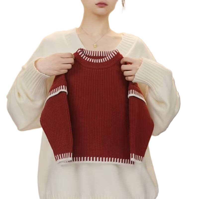 2024 Boys' Autumn and Winter New Sweater Angora Red Korean Version Girls' Thickened Baby Knitwear Versatile Fashionable Trend