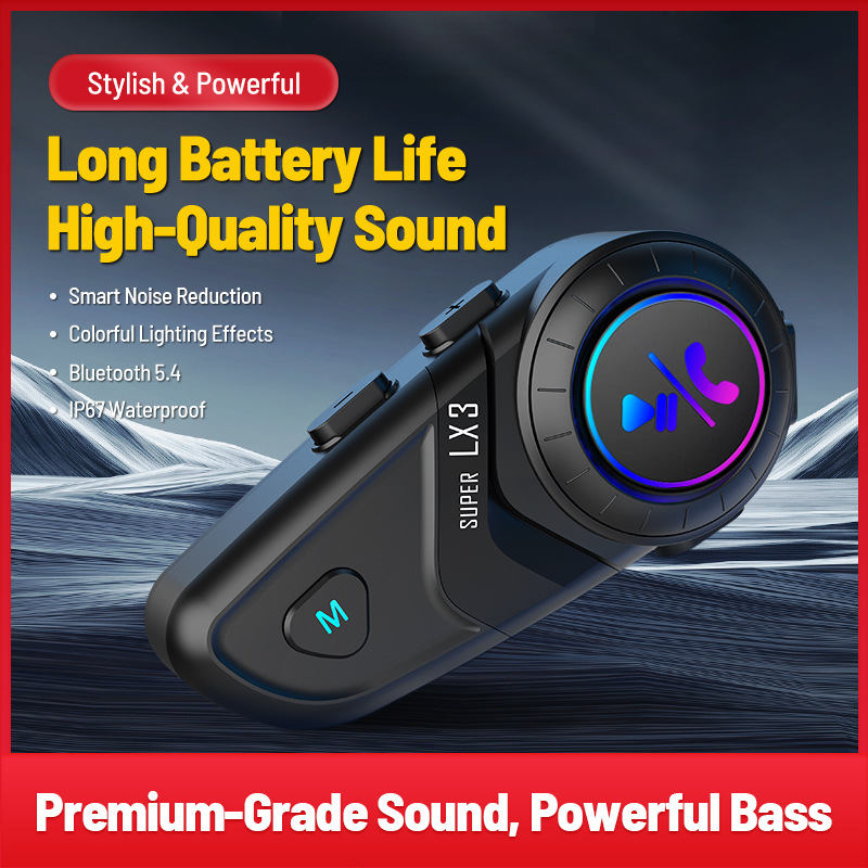 Обновленная беспроводная гарнитура Lx3 для мотоциклетного шлема, водонепроницаемая, Bluetooth 5.4