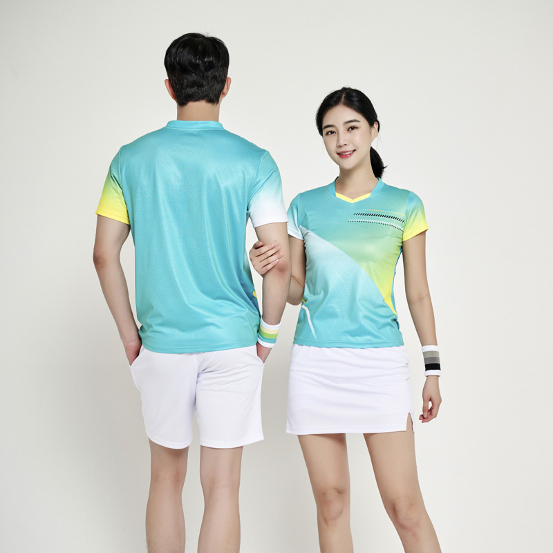 2023 New badminton uniform men's and women's short sleeve suit breathable jersey printing group purchase competition Sports tennis team uniform