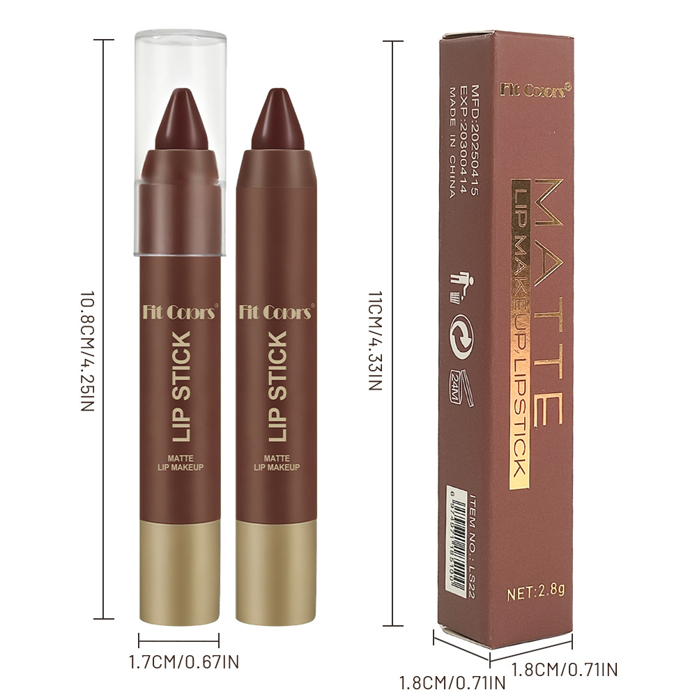 Fit Colors 6-Color Matte Chocolate Lipstick Matte Waterproof Non-Stick Cup Lip Line Lipstick Cross-Border Temu