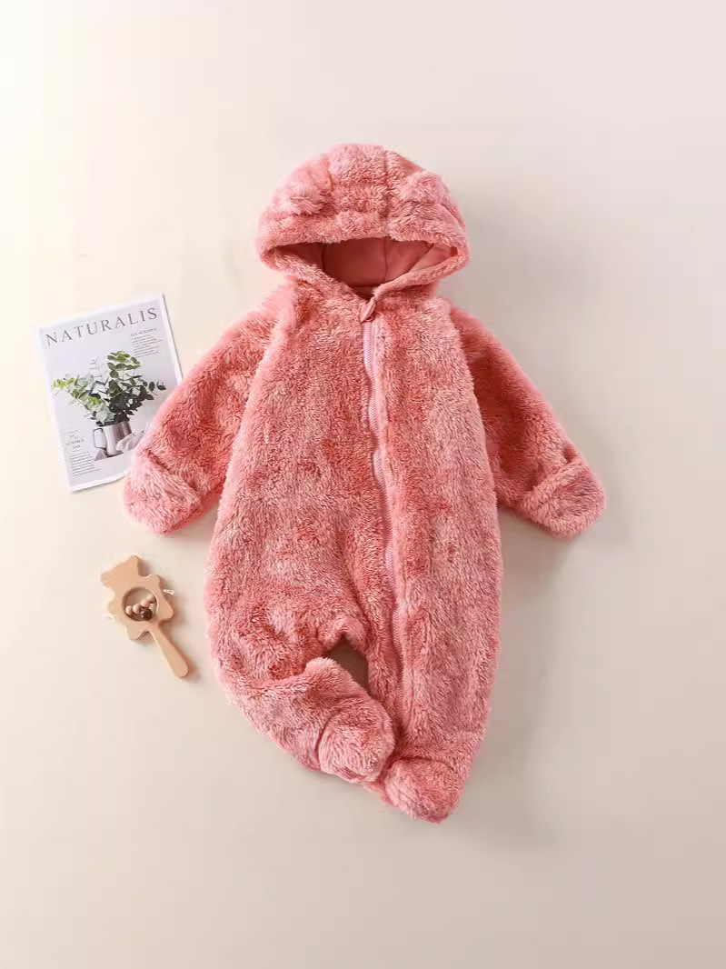 Infant Jumpsuit Autumn and Winter New Newborn Bag Hand and Foot Warm Crawling Suit Baby Plush Outing Clothing Coveralls