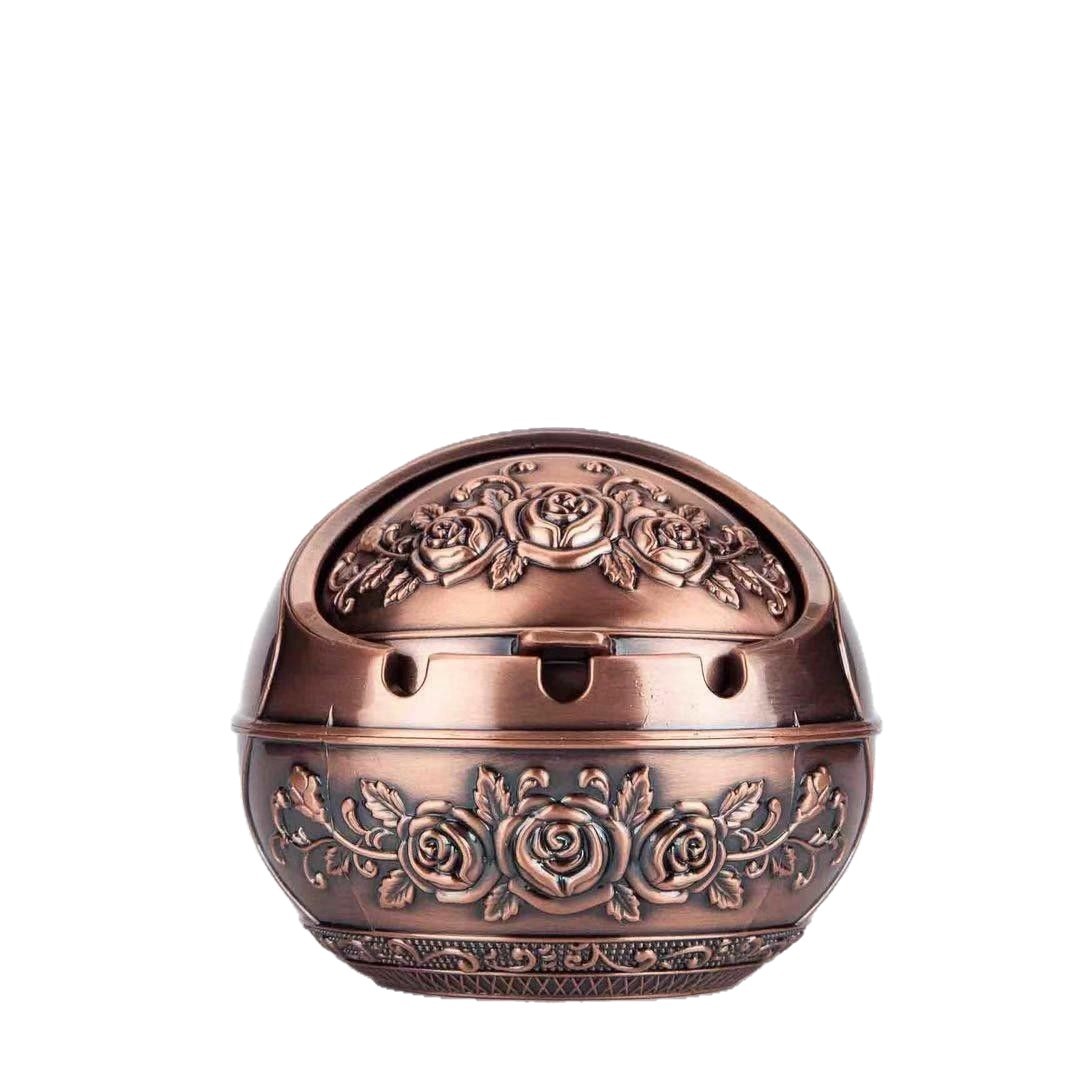 Windproof Ashtray with Cover and Fall-Resistant European-Style Home Living Room Coffee Table Large Retro Creative Stylish Cigarette Exquisite Ashtray