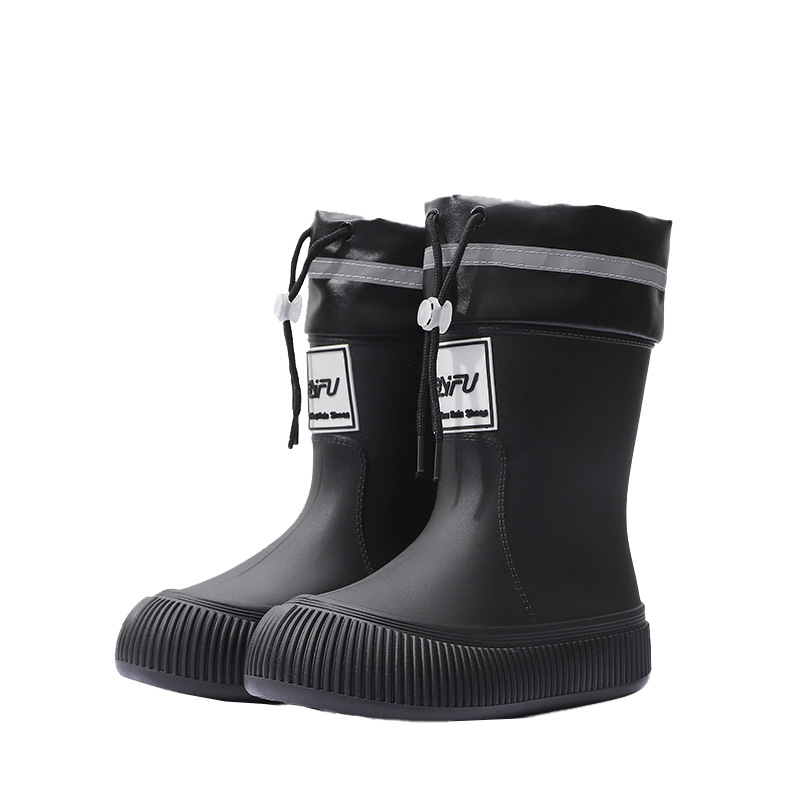 Star-chasing feet in the big children's tube children's rain shoes waterproof beam mouth plus cotton removable water shoes in stock a generation of hair