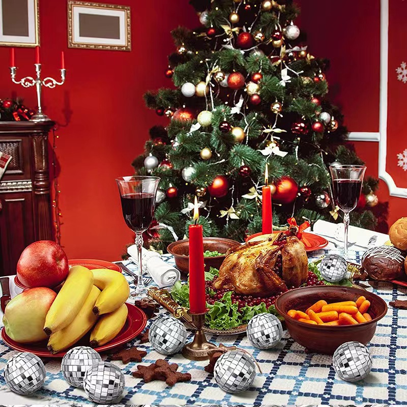 Amazon Hot Sale Colorful Foam Glass Hoodless Cake Decoration Ornaments Bar Wedding Decoration Christmas Mirror Ball