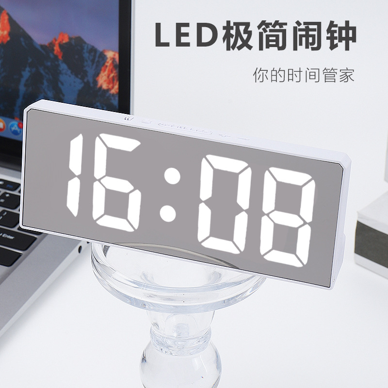 Customized Wholesale Led Mirror Digital Alarm Clock Simple Large Screen Alarm Clock Creative Multi-Functional Digital Alarm Clock Customized