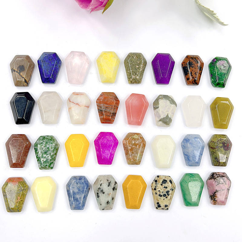 Amazon Cross-border Natural Crystal Agate Mini Coffin Board Ornaments Semi-precious Stone Small Plate Halloween Decorations