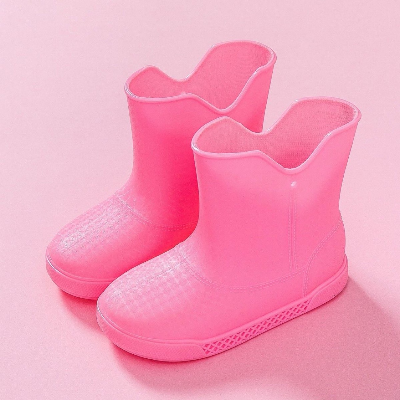 Children's Rain Boots for Boys and Girls in Spring and Summer Rainy Season Fashionable and Cute Pure Color Water Shoes Rubber Shoes Waterproof Baby Mid-Top Rain Boots