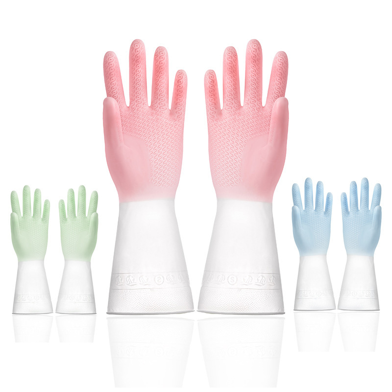 Dishwashing Gloves Kitchen Women's Durable Latex Rubber Washing Dishes Washing Clothes Rubber Housework Household Cleaning Waterproof Protection