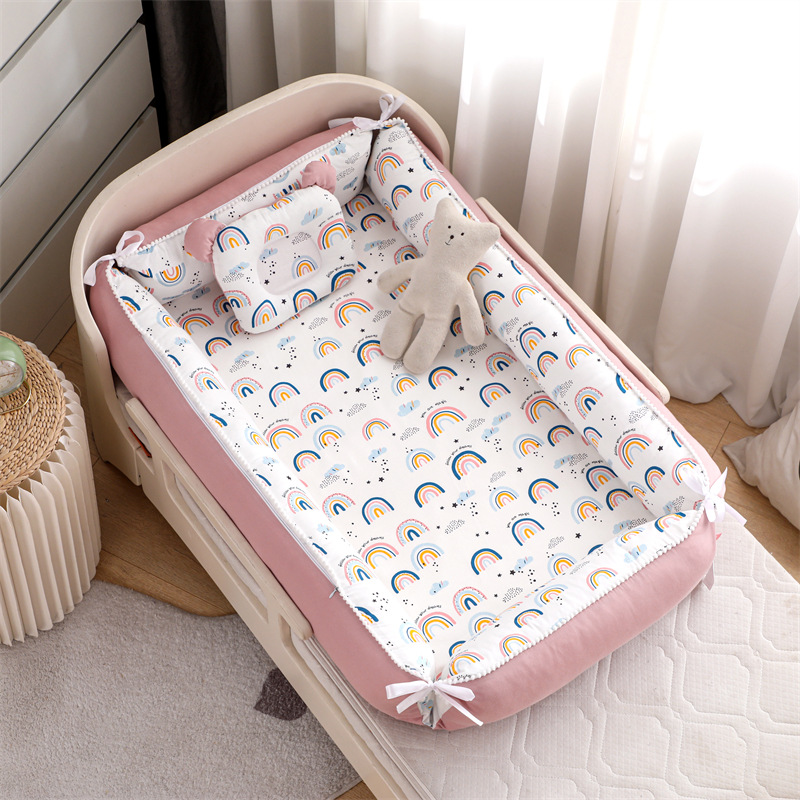 Cross-border Foldable Baby Bed Medium Bed Portable High Side Protective Baby Bed Nursing Bed Pressure-proof Bed