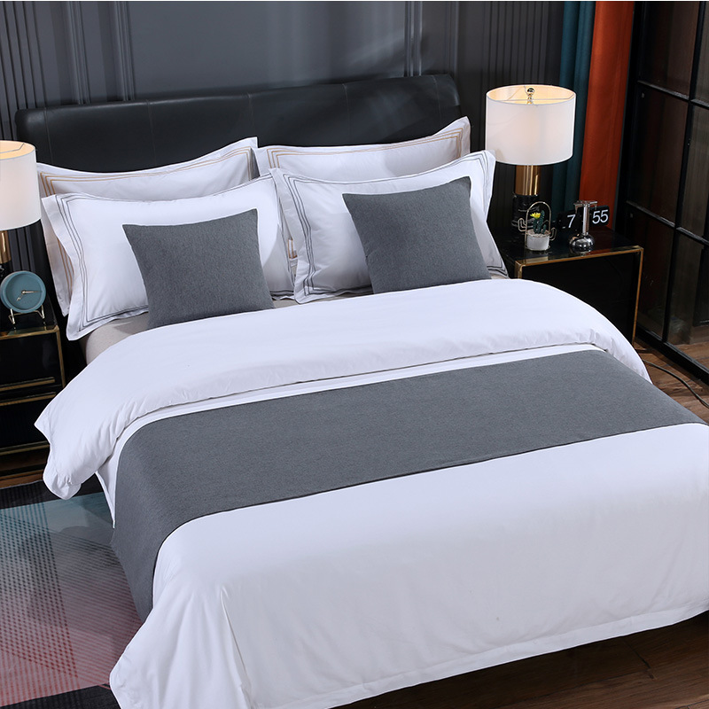 Solid color simple cotton and linen bed end towel bed flag bed end pad bed end flag hotel linen bedding wholesale
