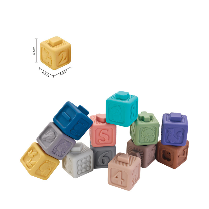 Cross-Border Infant Soft Rubber Building Blocks Rainbow Cesele Jenga Jenga Early Education Enlightenment Grasping Training Toys