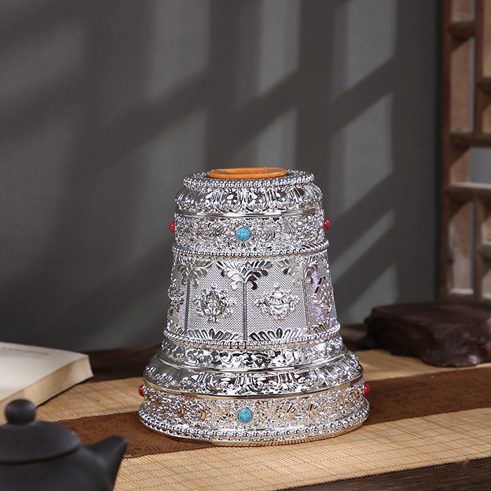 Electric hand crank electric rotating base resin base Xizang-style two-color variety of optional hand crank lotus eight auspicious