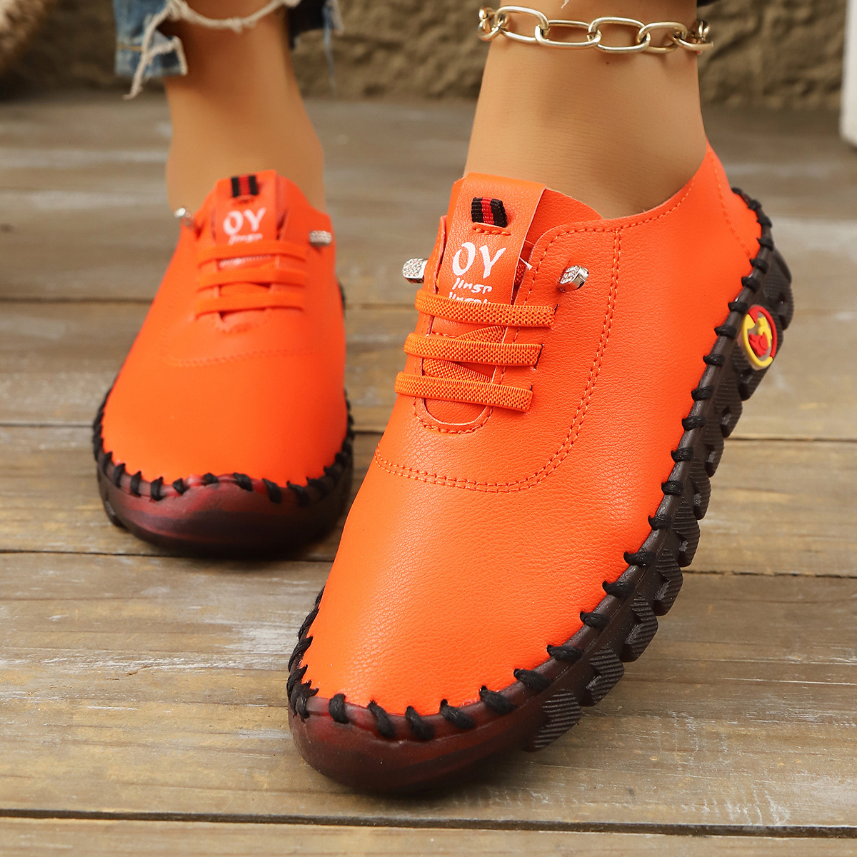 25 New Autum Casual Shoes for Women, Tendon Soft Soles, Hand-Stitched Shoes for Middle-Aged and Elderly Mothers, Women's Shoes, Ready for Sale