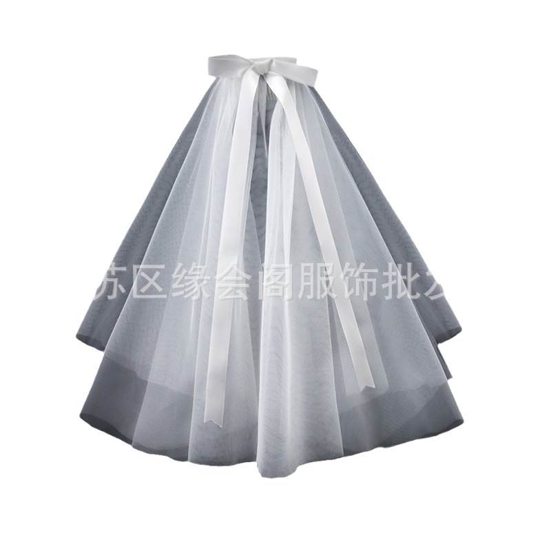 Veil female white bridal main wedding dress proposal certificate registration photo props French jewelry hair accessories light little girl