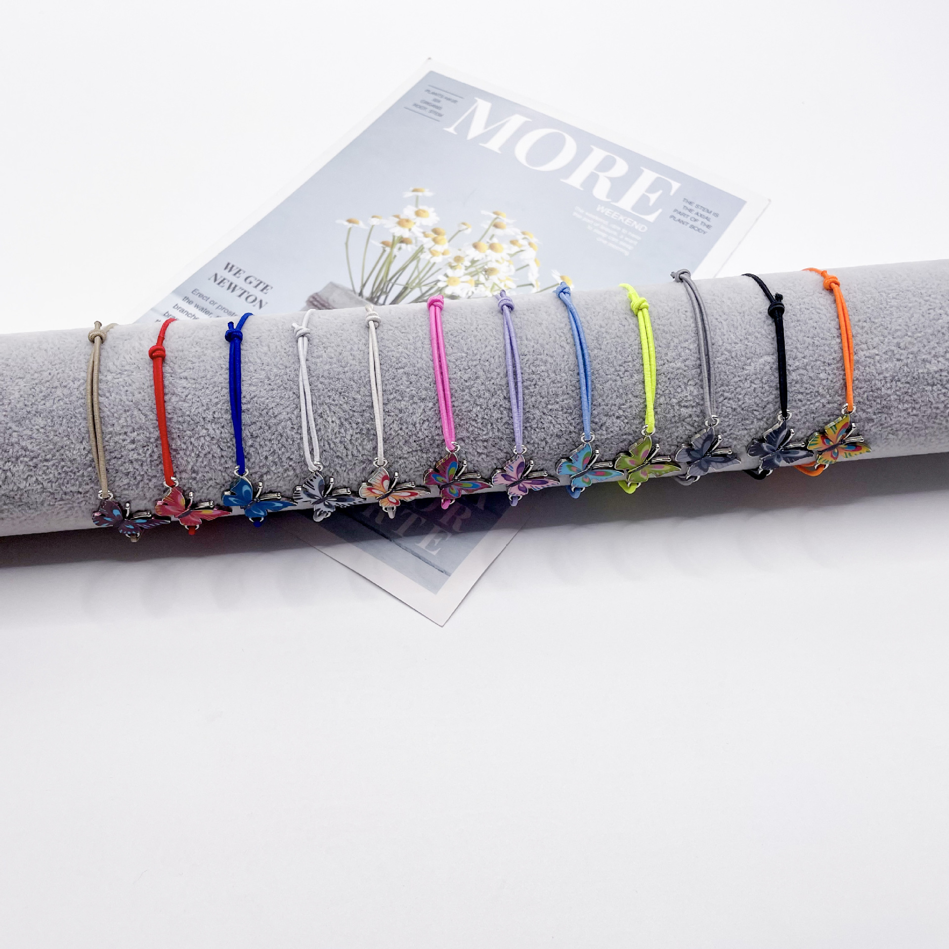 Summer Colorful Friendship Woven Elastic Adjustable Bracelet Butterfly Fairy Party Gift Christmas Birthday Hand Rope