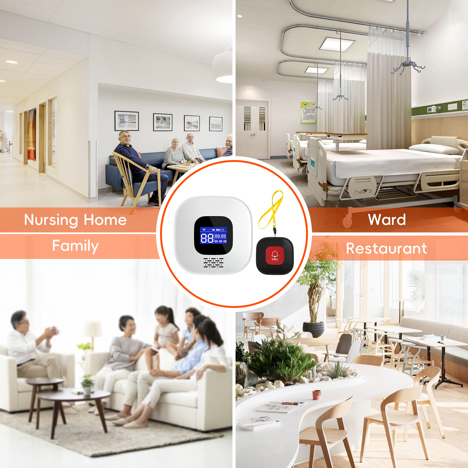 Tuya Wifi Elderly Pager Sos Emergency Help Button Hospital Nursing Home Emergency Call One-Button Alarm