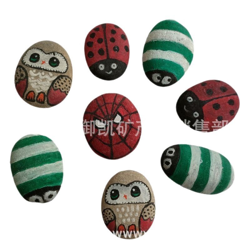 DIY painting stone hand-selected hand-painted painted stone art cartoon creative painting stone flat pebbles