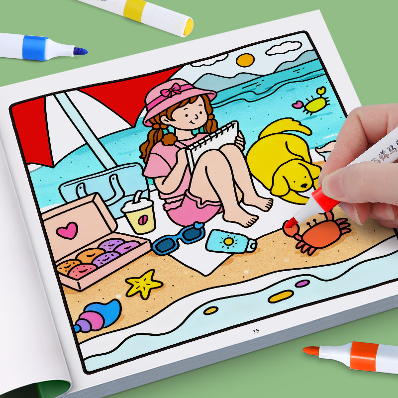 Cross-Border Girlmomengts Kidsren's Graffiti Coloring Book Cute and Comfortable Educational Coloring Character Painting Drawing Book
