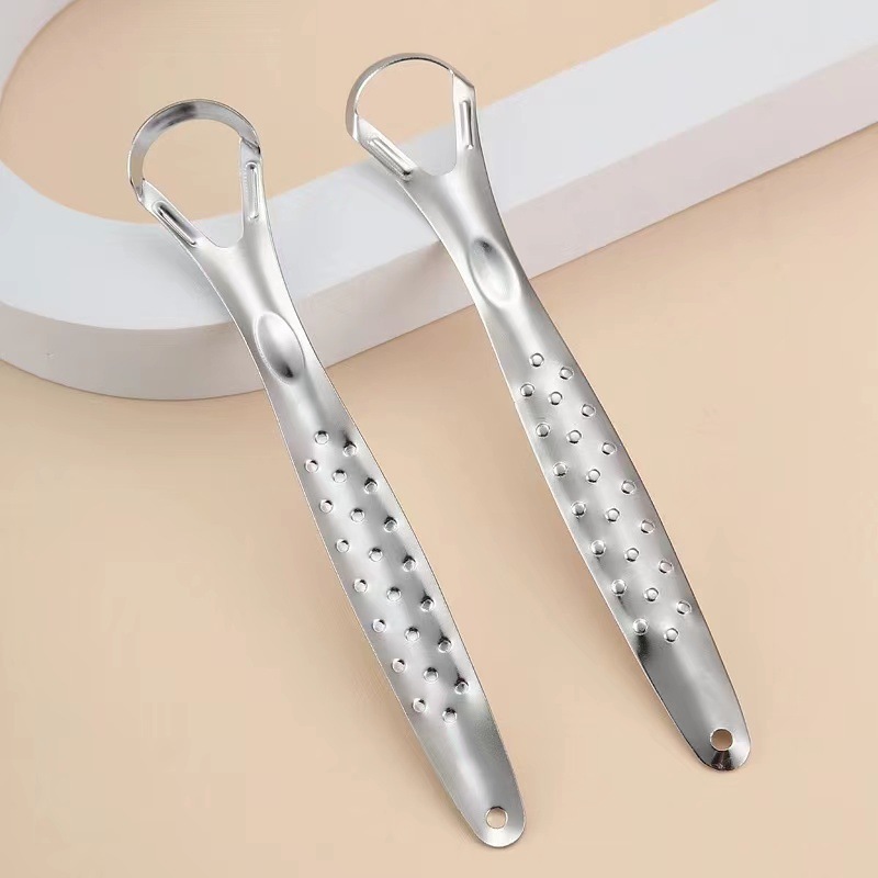 Tongue Coating Cleaning Brush Stainless Steel Tongue Scraper to Remove Bad Breath Artifact to Clean Tongue Coating Oral Tool Deodorizing Portable Home