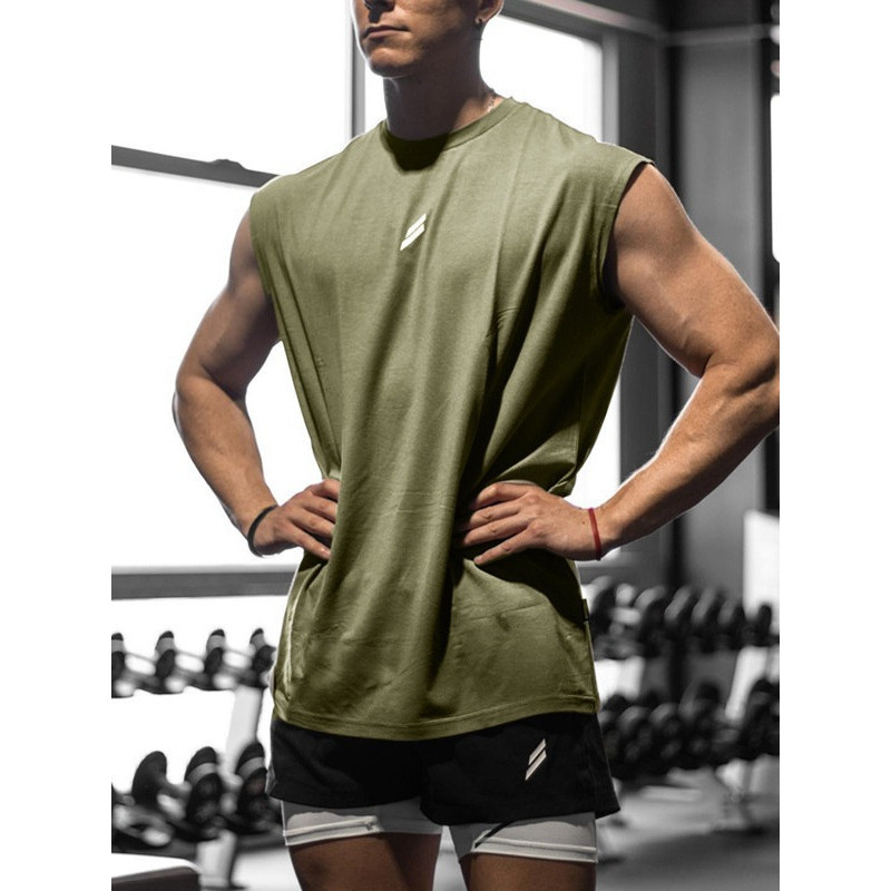 Summer Fitness Sports Mesh Vest Leisure Running Training Loose European and American plus size Breathable Quick-drying Round Neck Sweatshirt