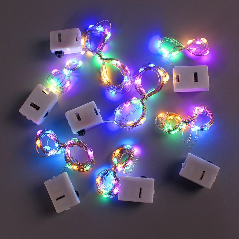 Led Small White Box Button Copper Wire Light String Flower Cake Decoration Light 3-Speed Adjustable Atmosphere Light String Bulk Wholesale
