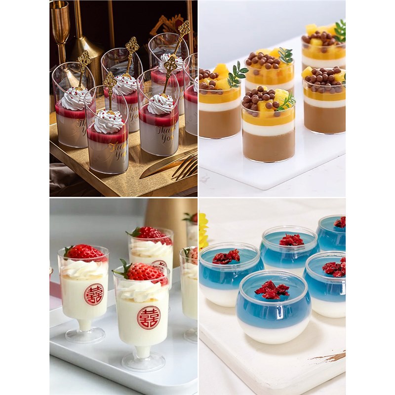 Pudding Cup Jelly Mousse Cup Dessert Table Disposable Plastic Transparent Cup Square Mini Creative Box with Lid
