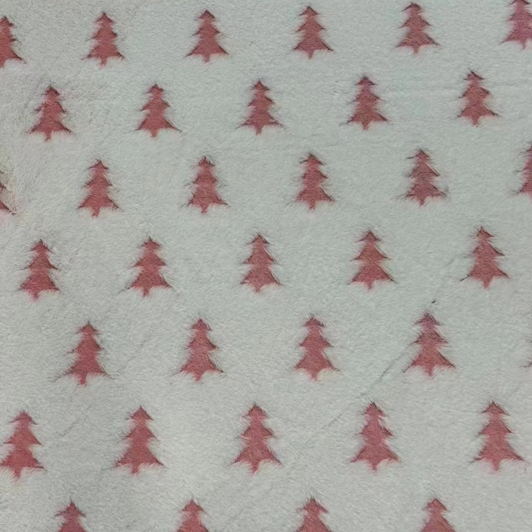 Rabbit Hair Cationic Christmas Tree Jacquard in stock Imitation Rabbit Hair Jacquard Fabric Home Textile Clothing Shoes Bag Plush Fabric