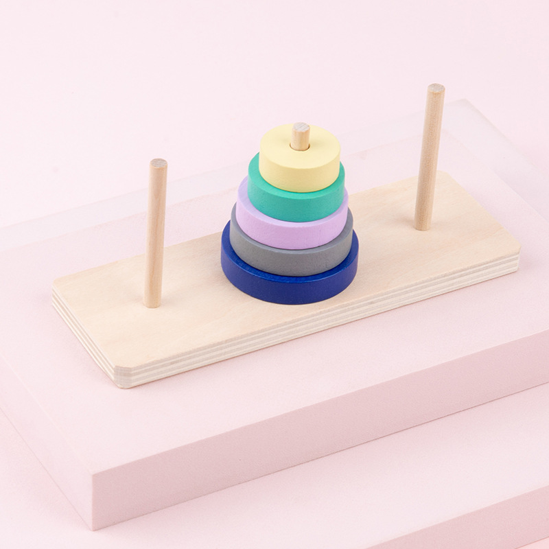 Wooden Mini Hanottamons Children's Small Five-layer Set Column Boys and Girls Baby Early Education Toys