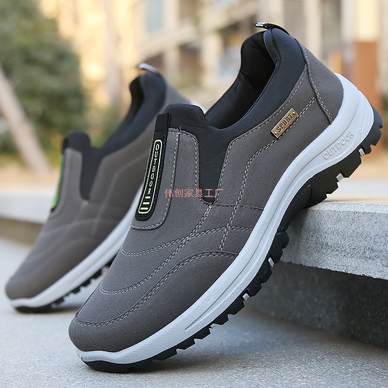 2025 Spring New Versatile Single Shoes Hiking Shoes Soft Sole Korean Style Casual Middle-Aged and Elderly Dad Non-Slip Men's Walking Shoes