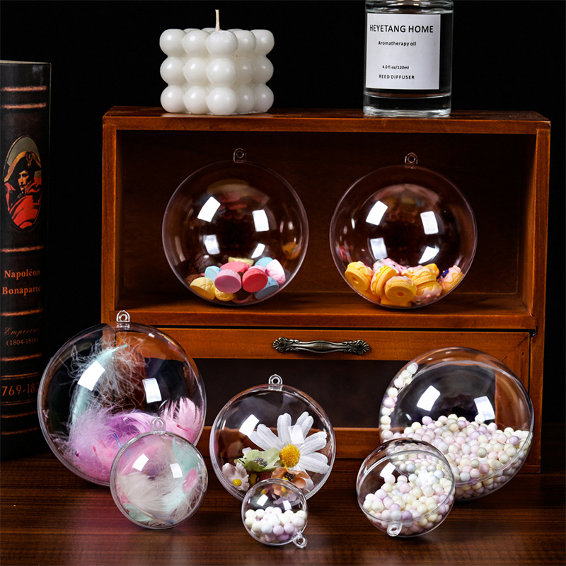 Cross-border hot-selling plastic ball Christmas ball acrylic hollow ball holiday decorative ball ps hanging ball ornaments transparent ball