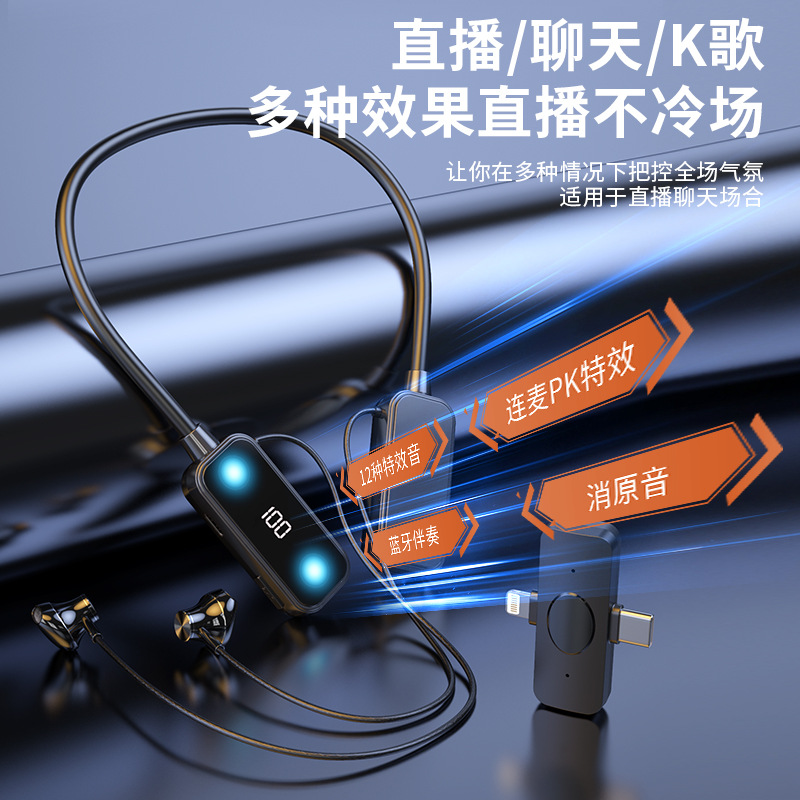 One-To-Two Dual Plug Wireless Lavalier Microphone Sk02 Outdoor Live Broadcast Mobile Phone Shooting Recording Noise Reduction Microphone