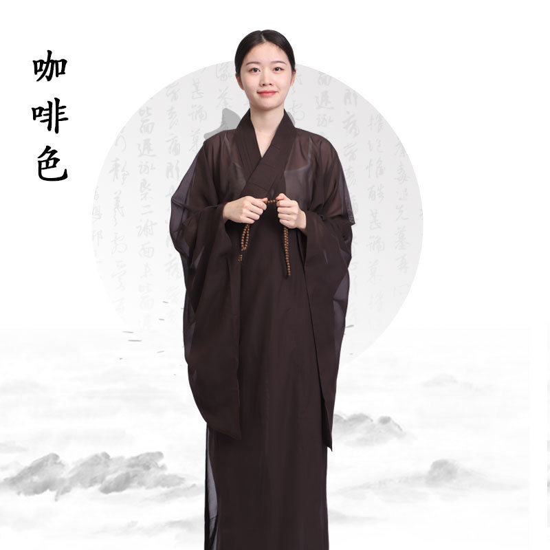 Haiqing Jushi Suit Women's Spring, Summer, Autumn and Winter Thin Transparent Haiqing Meditation Suit Long Shirt Brown Black Yellow
