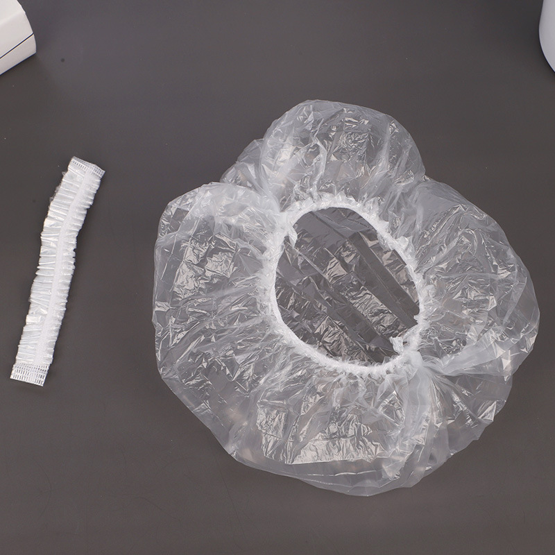Manufacturer Disposable Shower Cap Pe Plastic Elastic Mouth Thickened Strip Hair Dyeing Oil Hotel Hair Salon Dustproof