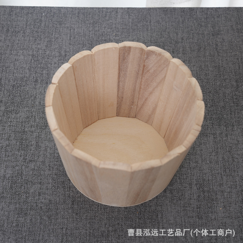 Paulownia Bath Products Barrel Wooden Flower Pot Soybean Peanut Grain Storage Barrel Sundries Desktop Finishing Ornaments
