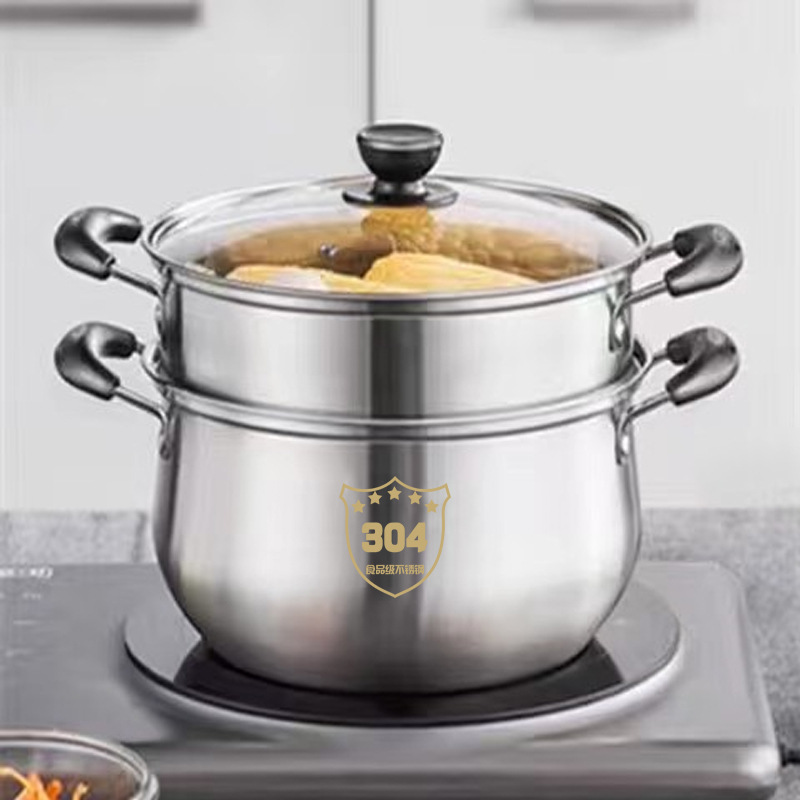 A generation of stainless steel Bakelite bright double handle soup steamer Korean double ear soup steamer gift pot gifts