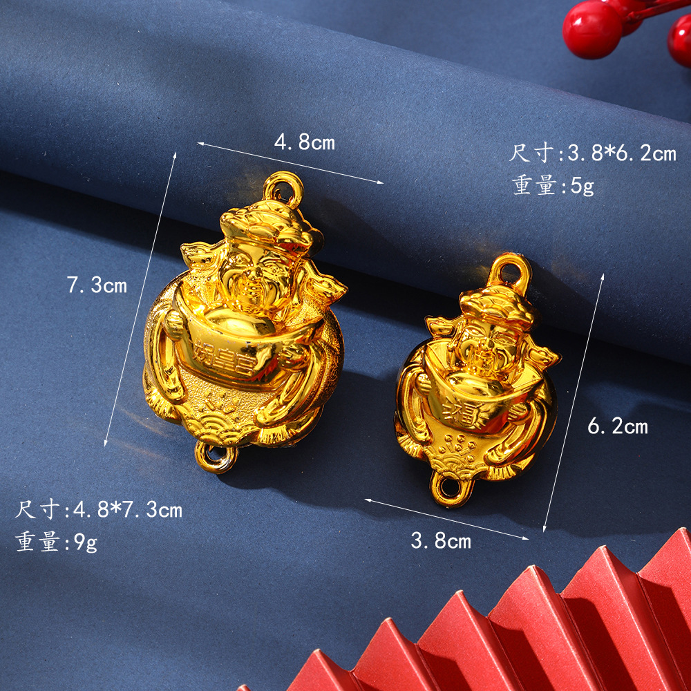 Spring Festival Gold-Plated Festive Ingot Ornaments, New Year's Fortune and Blessing Character Indoor Supplies, Household Golden Accessories, Potted Plant Hangings