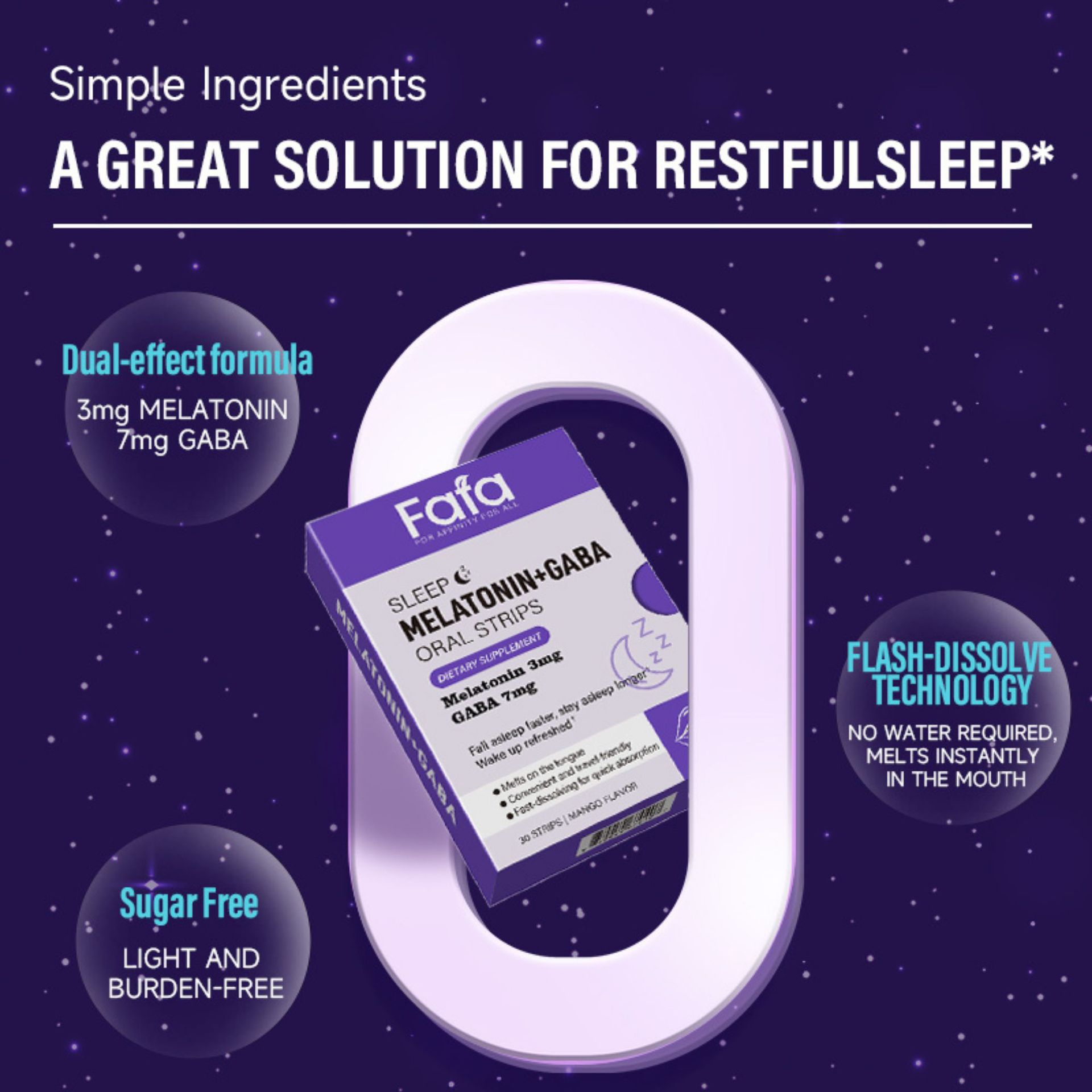 Hot-Selling Cross-Border Melatonin Insomnia Melatonin Sleep Tablets Oral Soluble Film Quick Sleep Tablets Oe m Source Factory