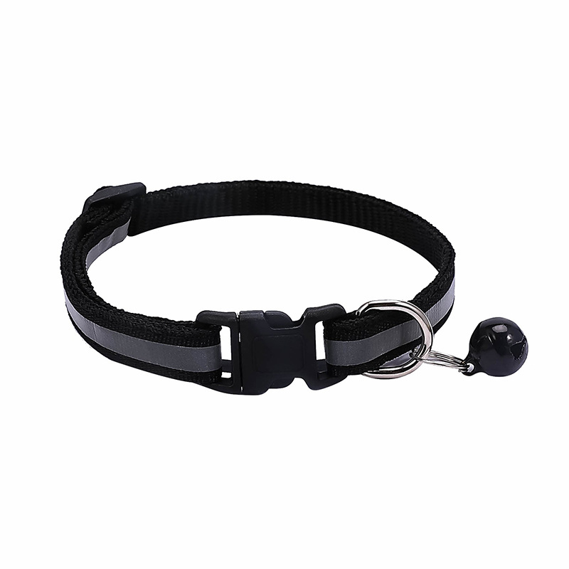 1.0 pet black buckle reflective collar Dog Patch bell collar cat collar pet supplies spot wholesale
