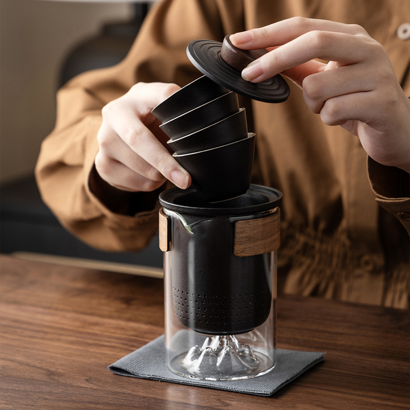 High-End Portable Outdoor Travel Tea Set Kung Fu Teapot One Pot Three Cups Quick Cup Company Event Gift