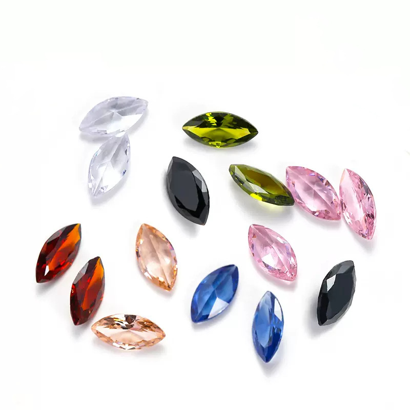 Factory wholesale 1.5*3-8*16mm horse eye shaped silver jewelry inlaid with DIY synthetic gemstone zircon bare stone