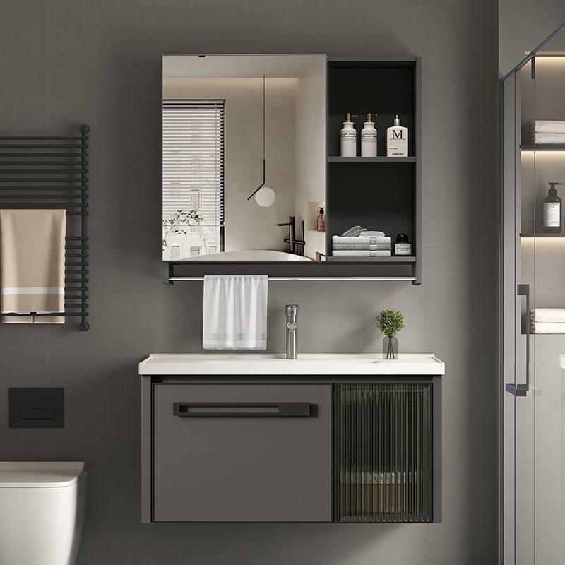 Space Aluminum Bathroom Cabinet Bathroom Washbasin Washbasin Cabinet Combination Integrated Slate Washstand Narrow Edge Small Apartment