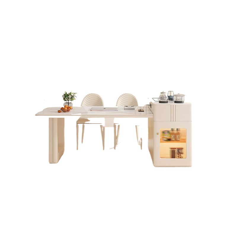 Cream Style Retractable Island Slate Tea Table Dining Table Household Integrated Pull-Out Multi-Functional Dining Table for Young People