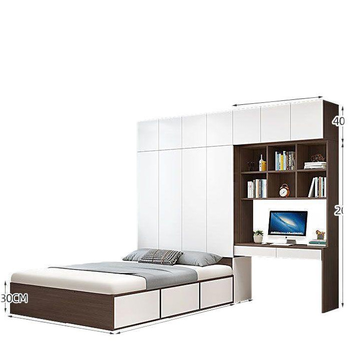 Solid Wood Wardrobe Bed Integrated Tatami Home Combination Multi-Functional Children's Bed with Desk Wardrobe