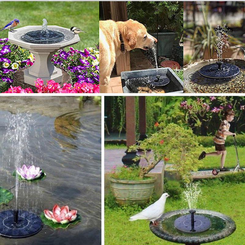 Outdoor Solar Energy Fountain with Electric Lamp Bird Bath Garden Landscape Swimming Pool Floating Water Decoration Fountain Source Factory