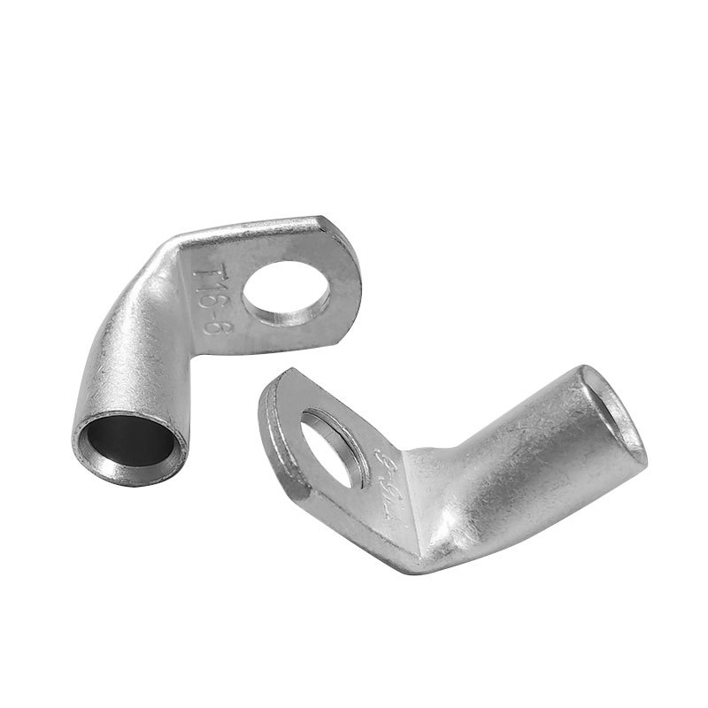 T-Type 90-degree wiring terminal right angle copper nose bending copper tube terminal copper cold pressure L-type copper connector red copper large current