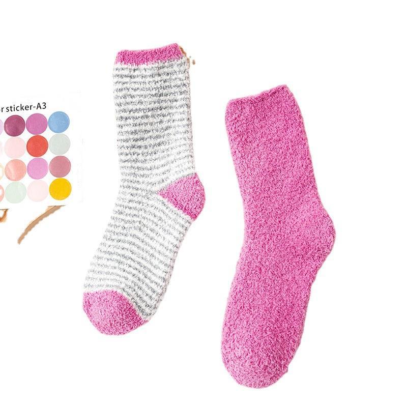 Зимние повседневные фиолетовые женские носки из кораллового флиса, теплые, кастомизированные, мультяшные, аниме, зимняя трикотажная одежда, носки Цзя Яо